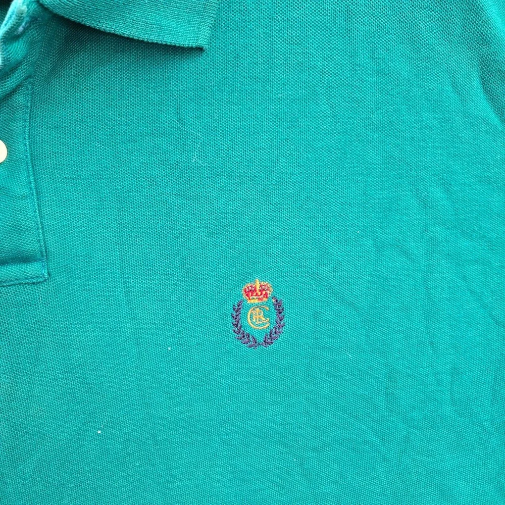 VINTAGE‎ Chaps Ralph Lauren Men Polo Shirt XL Green Crest Logo Embroidered 90s